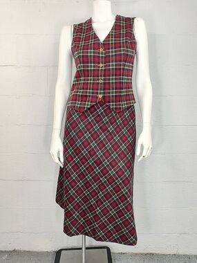 Act III Vintage Plaid Skirt Set